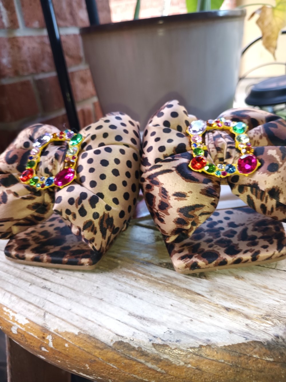 Betsey Johnson Leopard & Polka Dot Slide Sandals in Beige - Picture 6 of 6